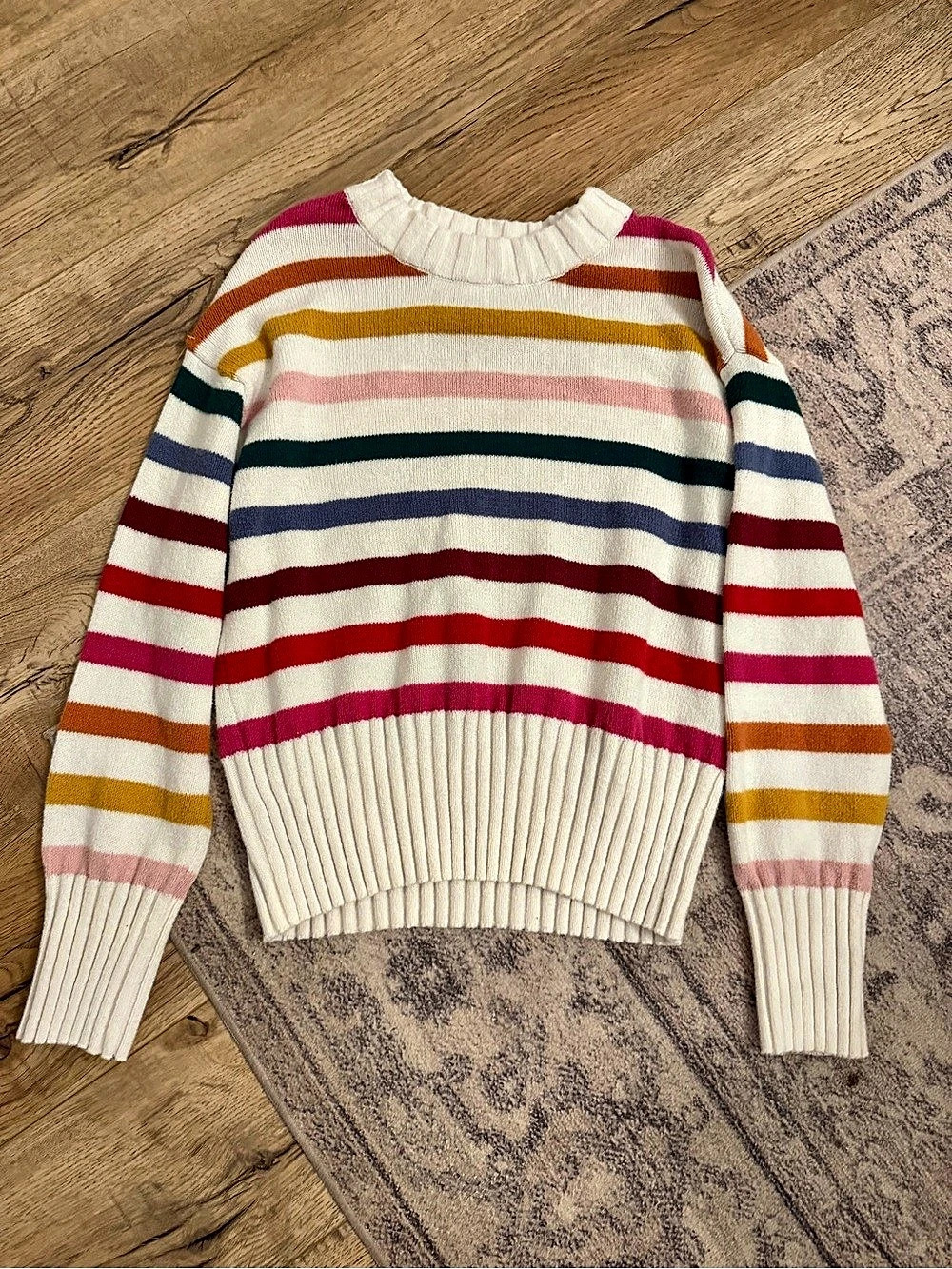 Gap Crazy Stripe Mockneck Pullover Sweater Multicolor & White Small